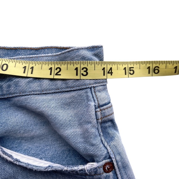 Agolde Parker Long Light Wash Cut Off Denim Jean Shorts Size 24 Blue - Picture 6 of 11